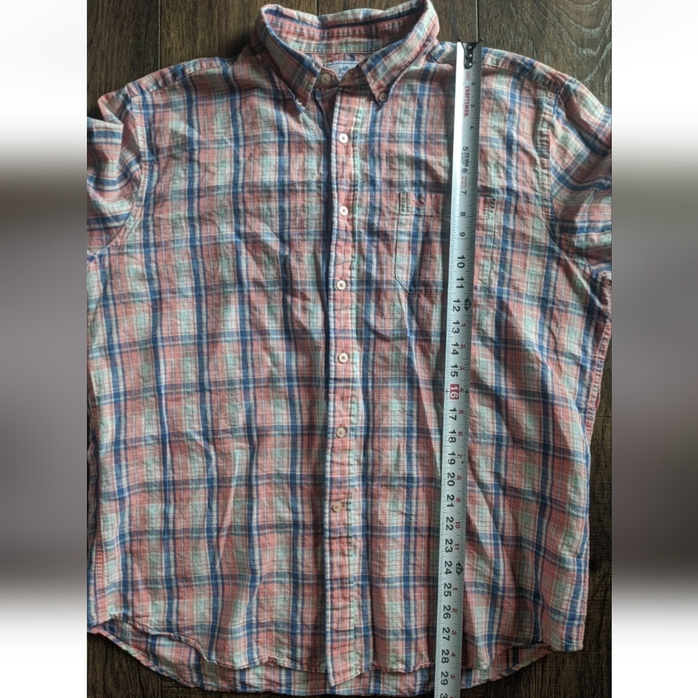 Southern Tide Mens Classic Fit XL Orange & Blue Plaid Button Down Long Sleeve. - Picture 7 of 12